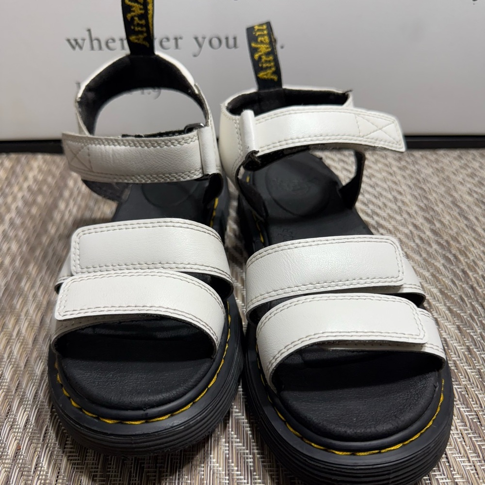 Dr. Martens Black and White Women's Sandals SZ 5 Box4